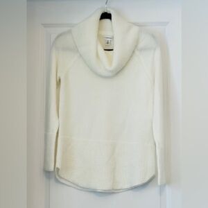 CALVIN KLEIN Cowl Neck Ivory Lovely Lightweight Lattice Border LS Size S